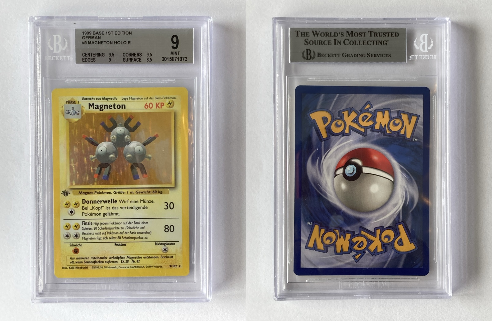 pokémon magneton (bs 9) base set holo single slab (bgs 9) pokémon magneton (bs 9) base set holo single slab (bgs 9)